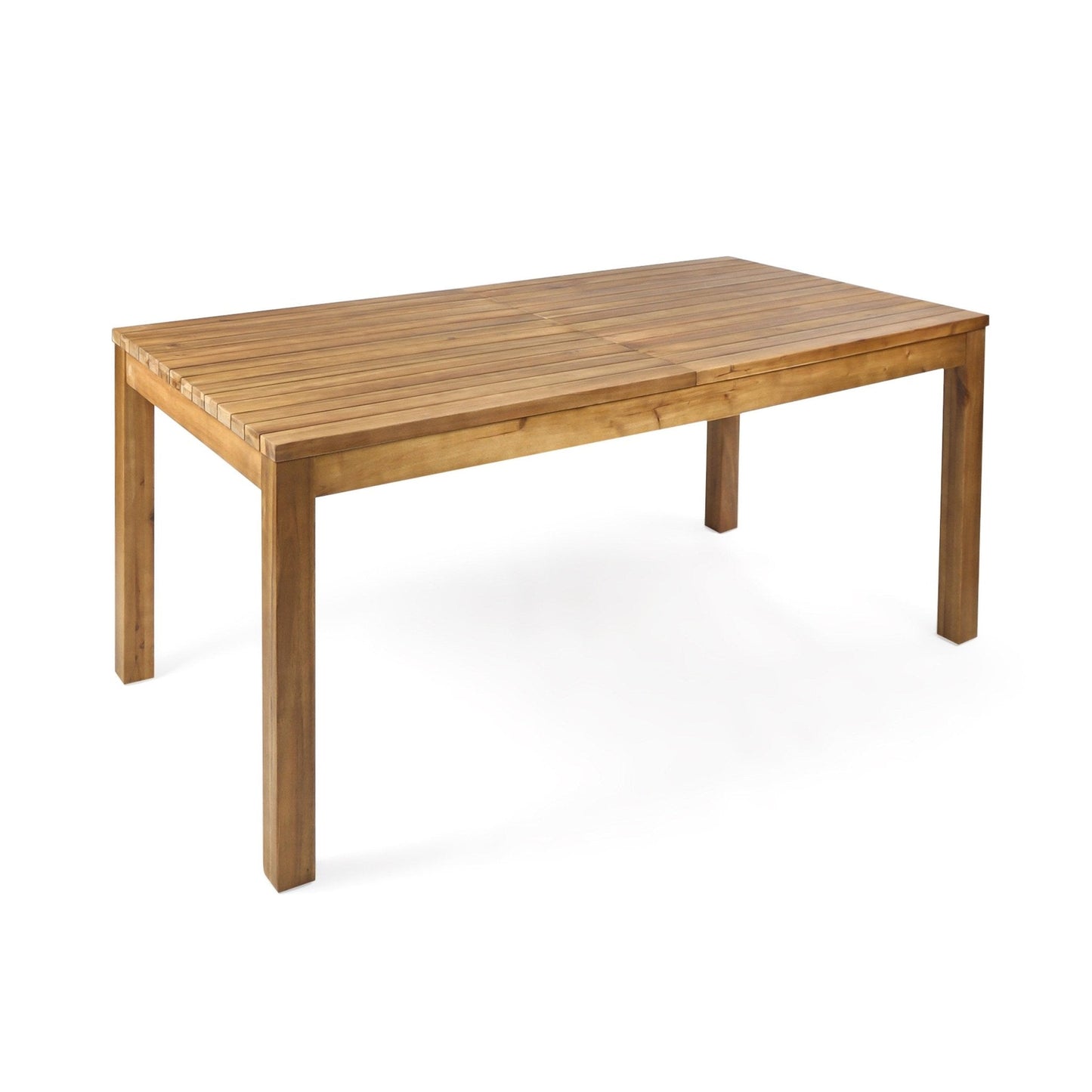 Wooden Dining Table with Adjustable Top Table and Slat Design
