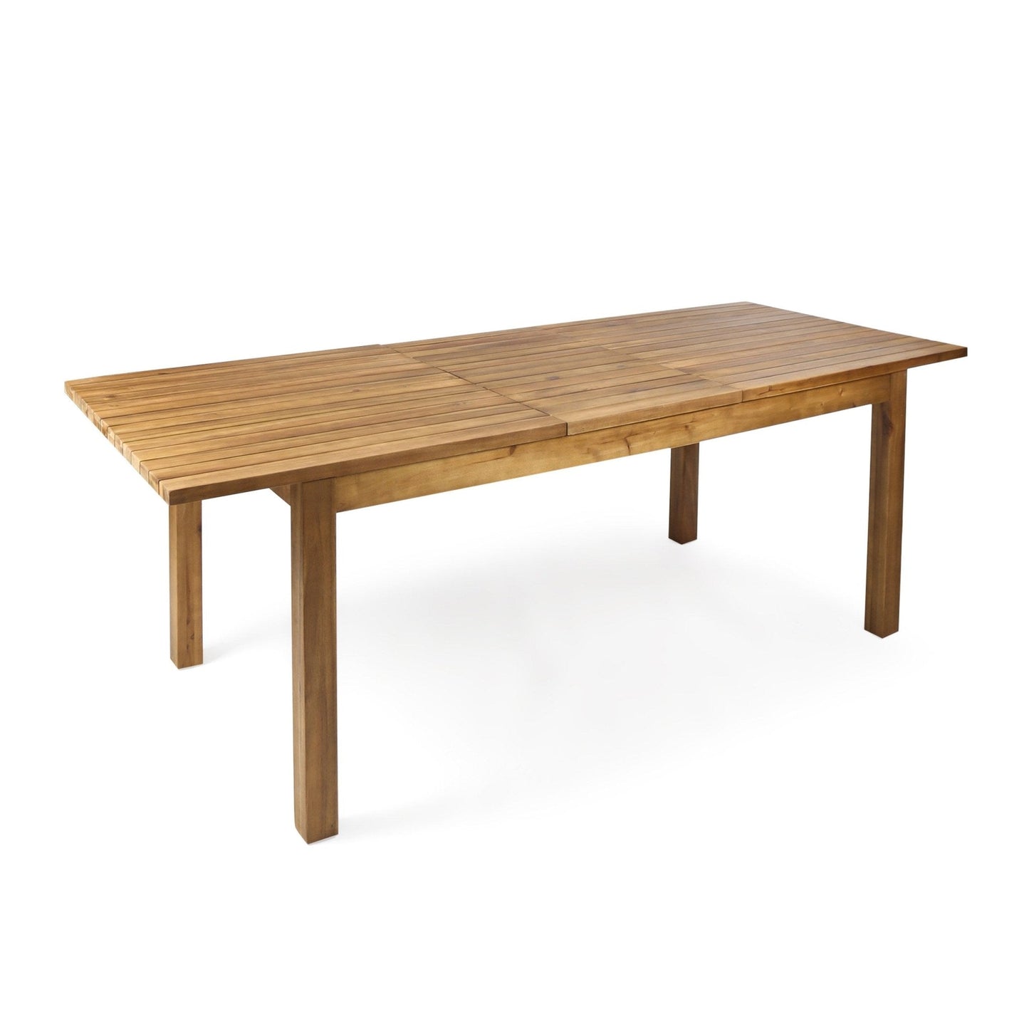 Wooden Dining Table with Adjustable Top Table and Slat Design