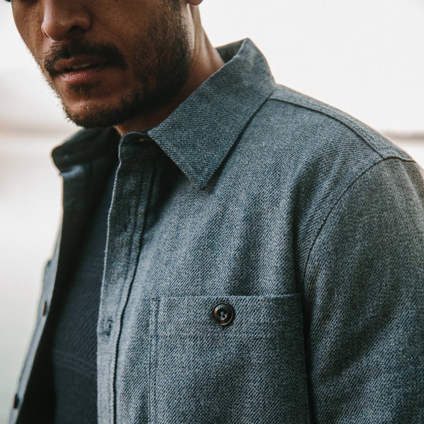 The Lined Utility Shirt in Indigo and Slate Twill