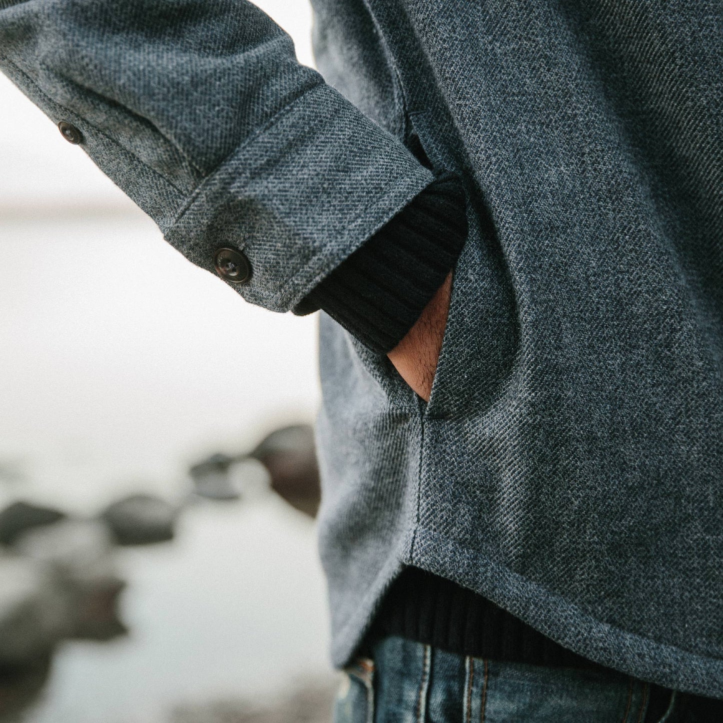The Lined Utility Shirt in Indigo and Slate Twill