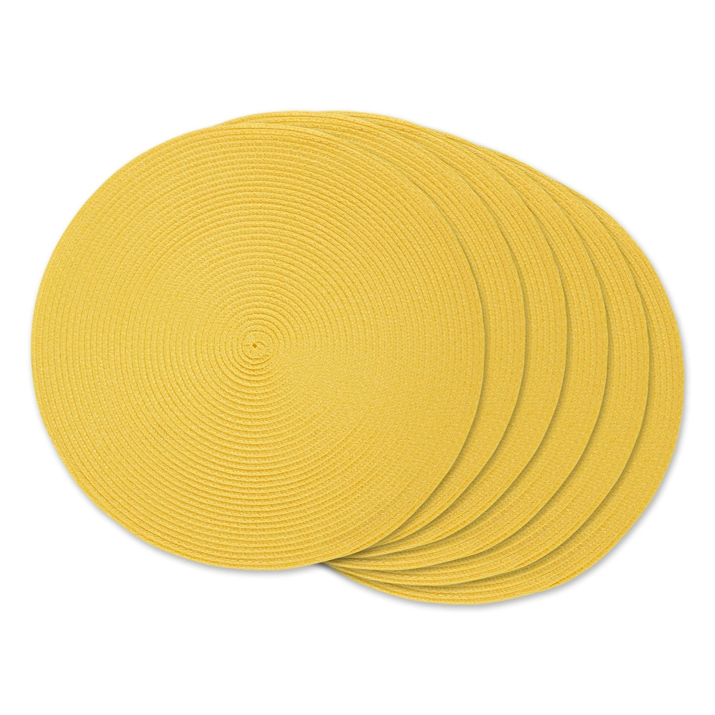 Yellow Round Woven Placemats, Set Of 6