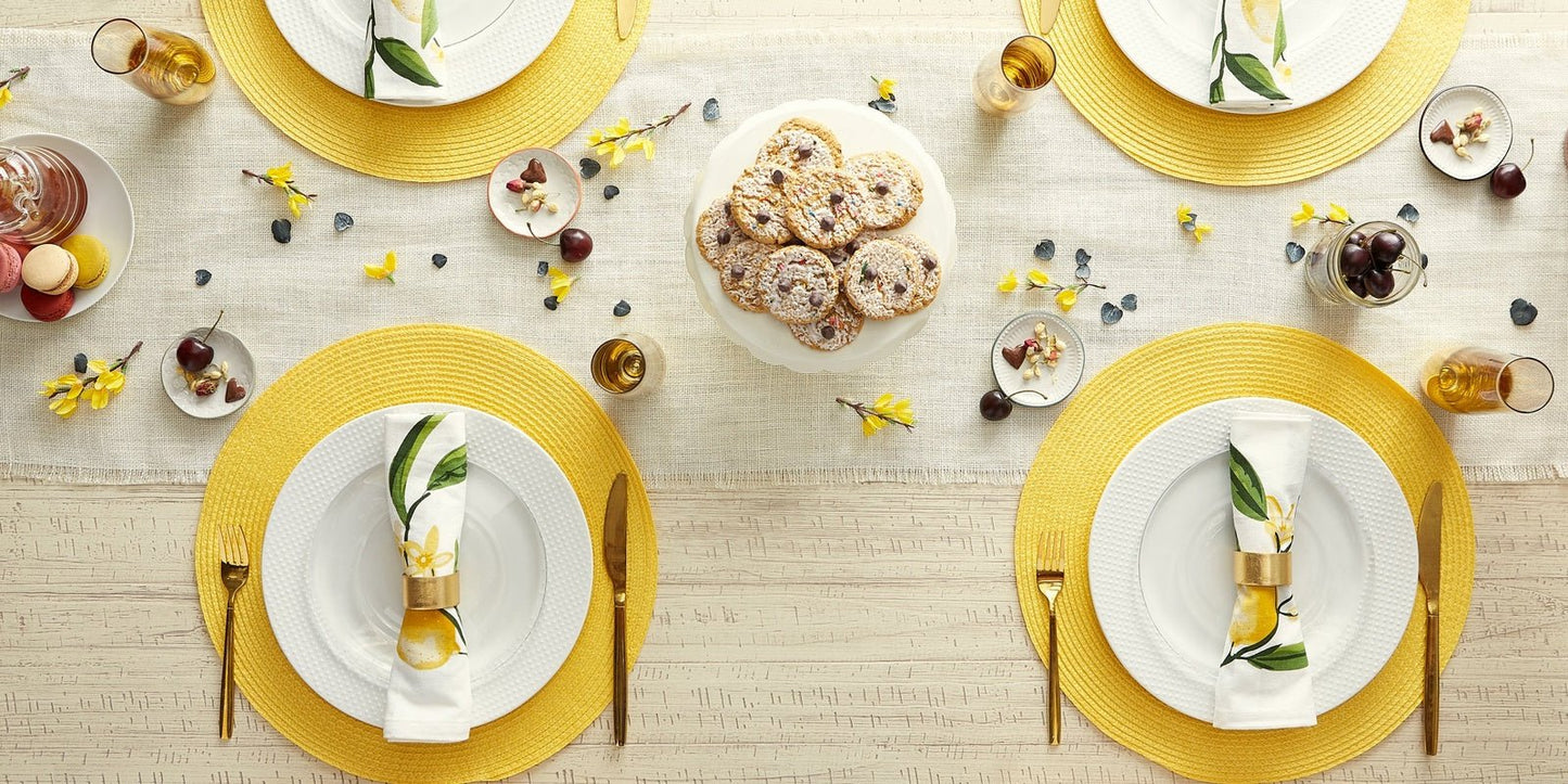 Yellow Round Woven Placemats, Set Of 6
