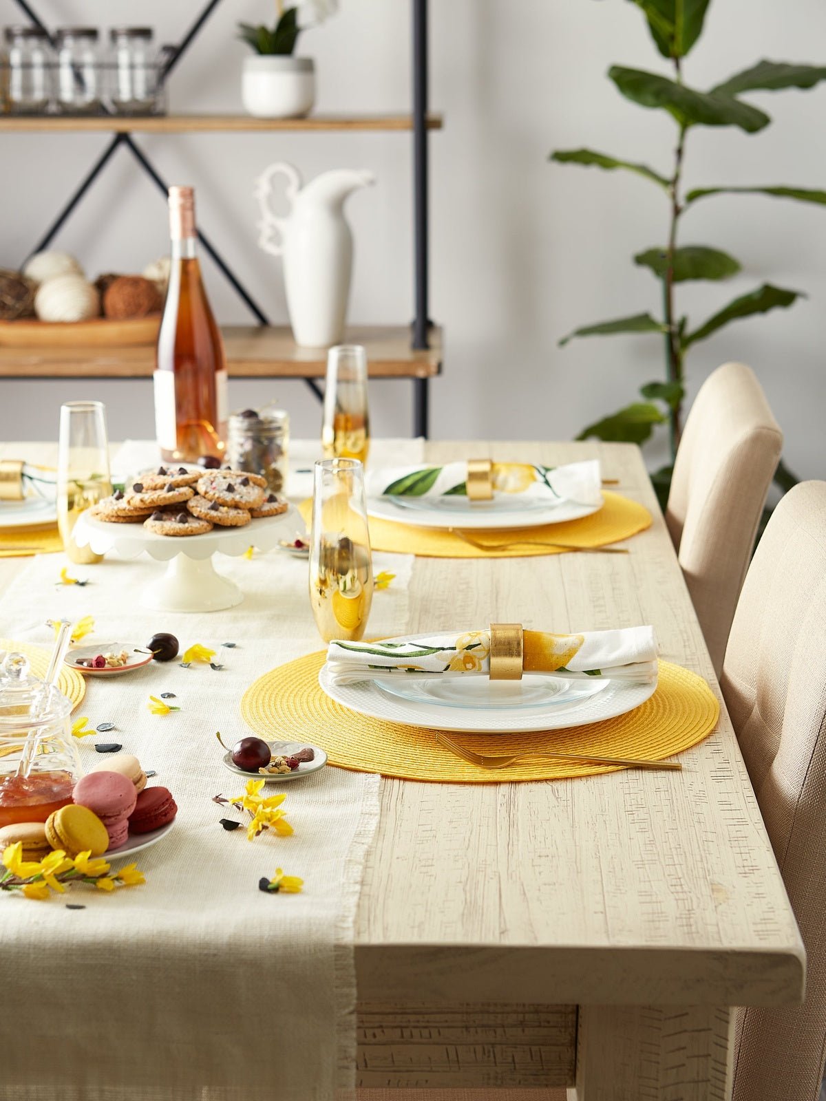 Yellow Round Woven Placemats, Set Of 6