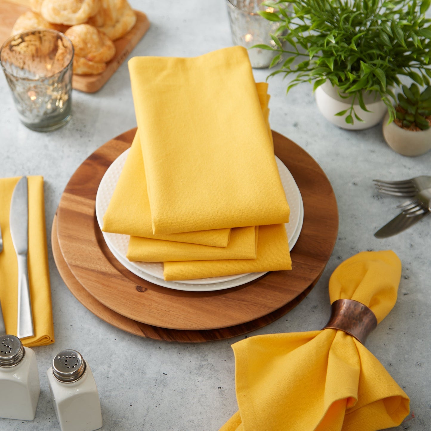 Yellow Solid Napkins, Set Of 6
